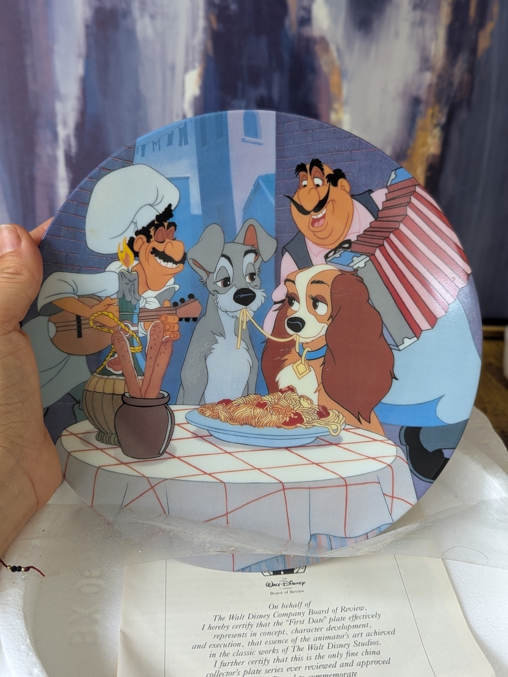 Disney Lady and the Tramp First Date Collector Plate 1992 Knowles 18543A COA